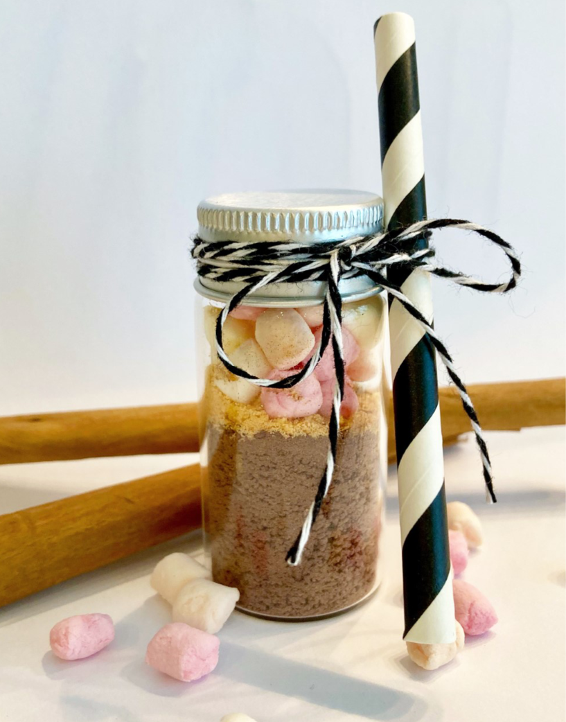 Fertigmischung Hot Chocolate im Reagenzgläschen mit Mini-Marshmallows